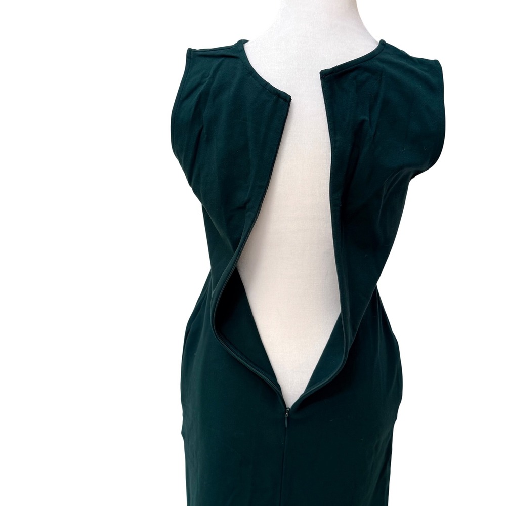 Lands End Womens Sz 2 Green Ponte Knit V-Neck Sleeveless Sheath Dress Pockets - Picture 9 of 16